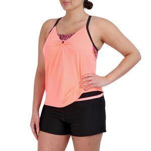Zeroxposur Women S UPF 50+ Wide Strap‎ Tankini Swimsuit (Seashell